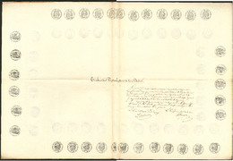 LETTRE Timbre Empreinte. 1853, 38 Valeurs Et 38 Cachets à Sec Sur Document Du Greffe Du Tribunal D'Aix. - TB - Other & Unclassified