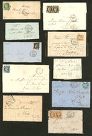 LETTRE Oblitérations De Paris. 1849-1876, 65 Plis, Affts Et Obl Divers Dont Nombreuses étoiles, + 12 CP De La Commune. - - Collections