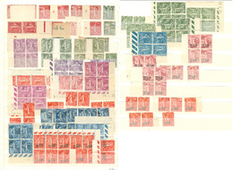 ** Semeuse Lignée. 1903-1938 (Poste, Mill., Cd), Entre Les N°129 Et 362, Doubles Et Multiples Dont Blocs Divers. - TB - Collections