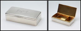 Boîte En Argent, Intérieur Vermeil, Marquée "Hayange", Poinçons, "VG Vignier, Gallois 1895-1908", 3 Comp., 90x40x24mm. - - Stamp Boxes