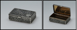 Boîte En Argent, Intérieur Vermeil, Poinçons, 1 Comp., 53x33x15mm. - TB - Stamp Boxes