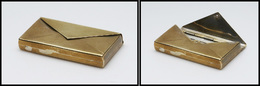 Boîte Laiton Doré En Forme De Grande Enveloppe, 1 Comp., 60x30x10mm. - TB - Contenitore Per Francobolli