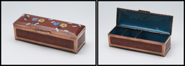 Boîte émail, Cerclage Cuivre, Fleurs En Décor, Marquée China, 3 Comp., 105x35x30mm. - TB - Kisten Für Briefmarken