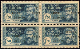 * France-Libre. Double Surcharge Dont Une Renversée. No 140D, Bloc De Quatre (cases 4-5/9-10), Dont Case 4 Avec "2" Bouc - Other & Unclassified