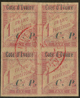 Colis Postaux. No 15, Bloc De Quatre (froissure Sur Deux Ex), Obl Cad Rouge Bingerville 1 Mai 1905, Superbe - Other & Unclassified