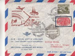 Luxembourg - Lettre De 1956 ° - 1er Vol Luxembourg  Nice  Madrid - Cachet De Madrid - Nations Unies - - Brieven En Documenten