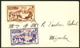 LETTRE France-Libre. Nos 212A + 213A, Obl Cad 31.12.41 Sur Petite Enveloppe Carte De Visite Pour Miquelon. - TB - Other & Unclassified