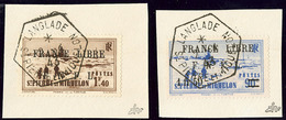 France-Libre. Nos 265, 277, Obl Cachet "Langlade" 2.4.43 Sur 2 Petits Fragments. - TB - Other & Unclassified