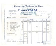 FACTURE MAISON VALAT A LA RENOMEE DES CAFES EPICERIE CONFISERIE 1957 AURILLAC - 1900 – 1949