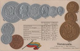 Litho Münzkarte AK Venezuela Centavo Bolivar Peso Nationalflagge Coin Pièce Moneda America Del Sur Bandera Pabellon - Venezuela