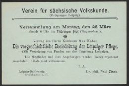 Mi-Nr. P63x, Sauberer Orts-Bedarf "Leipzig", Zudruck "Verein Für Sächsische Volkskunde, 1906, Stempel "Volkmarshausen",o - Cartoline