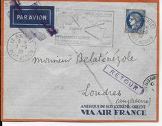 1938 - ENVELOPPE Par AVION De LE BOURGET PORT AERIEN  - 1° VOL SANS SURTAXE => LONDRES (ANGLETERRE) - 1960-.... Cartas & Documentos
