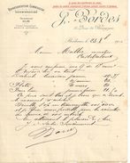 Lettre Commerciale Ancienne/J BORDES/ Quai De Bourgogne/ BORDEAUX/Malbec/Casteljaloux/1910            FACT290 - Banca & Assicurazione