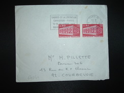 LETTRE TP EUROPA 0,40 Paire OBL.MEC.3-12-1969 PARIS 01 TIMBRES DE LA LIBERATION EXPOSITION PARIS 13-16 DECEMBRE 1969 - Tariffe Postali