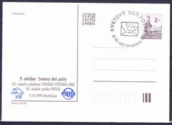 Slovaquie 1995 Entier (CDV 13) Obliteré, Journée Mondiale De La Poste - Postales