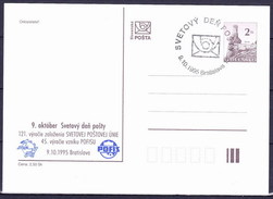 Slovaquie 1995 Entier (CDV 13) Obliteré, Journée Mondiale De La Poste - Cartoline Postali