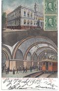 New York - Underground Lop Station At City Hall - 1913 - Belle Colorisée - Circulé New York/France, Côte D'Or En 1908 - Transportes