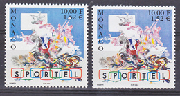 Monaco 2214 Variété Violet  Et Normal Sportel  Neuf ** TB  MNH Sin Charnela - Varietà