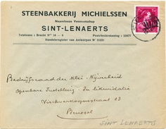 883/25 - Lettre TP Moins 10 %  Surcharge Locale ST LEENAERTS - Entete Steenbakkerij Michielsen - 1946 -10%