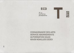 Lettre T Connaissance Des Arts, Eco 20grs - Buste Risposta T