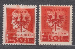 Germany Occupation Of Laibach (Slovenia) 1944 Mi#19 A And B, Key Stamp With White And Brown Gum Variety, Never Hinged - Occupation 1938-45