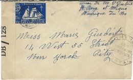 1943- Enveloppe De St PIERRE & MIQUELON   Affr. 2,50 F France Libre   - Censures Française Et Américaine - Lettres & Documents