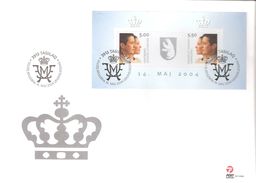 Greenland  2004  Prince Frederik (*1968) And Mary Elizabeth Donaldson (*1972), Mi Bloc 29 First Day Cancellation Cover - Lettres & Documents