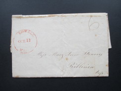 USA 1831 Bartaxe 6 Cents Roter Einkreisstempel K1 Lowell Oct. 13 Mass / Massachusetts. Mit Inhalt! Interessant??!! - …-1845 Voorfilatelie