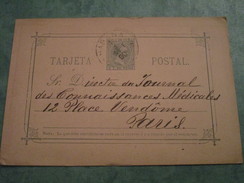 Entier Au Départ De LA HAVANE Pour PARIS Le 1er Septembre 1890 - Prephilately
