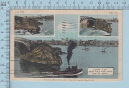 St-John N.B.  Canada- Rovesing Falls, Low Tide , High Tide Reverse Flow, & Slack Tide, Multi-view - Postcard Carte P - St. John