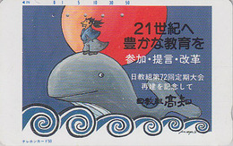 Télécarte Japon / 330-30220 - ANIMAL - BALEINE - WHALE & SUNSET Japan Phonecard - WAL Telefonkarte - Comics - 460 - Dauphins