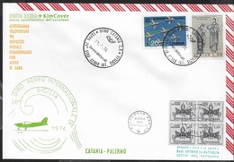 26° GIRO AEREO INT. DI SICILIA - TAPPA CATANIA PALERMO - POSTA DAL VATICANO - 31.08.1974 - Luchtpost