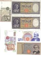 1000 Lire Italia Testina 1947 Bb+ + 1949 Bb+ + 25 07 1964 R2 Bb+ + 05 08 1975 Fds + 1984 C Fds + 1994 LOTTO 987 - 1.000 Lire