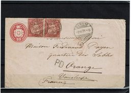 LBR39 - SUISSE EP ENVELOPPE CIRCULEE AVEC COMPLEMENTS JUIN 1871 - Stamped Stationery