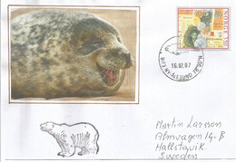 Faune Du Spitzberg (Phoque Et Ours Polaire) , Lettre De Ny-Alesund, Adressée En Suède. - Arctische Fauna