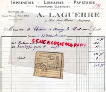 02- SOISSONS- RARE FACTURE A. LAGUERRE- IMPRIMERIE LIBRAIRIE PAPETERIE- 5 RUE SAINT MARTIN- 1936 - Druck & Papierwaren