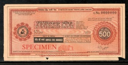 India Rs.500 Syndicate Bank Traveller's Cheques ' SPECIMEN ' RARE # 16132A - Chèques & Chèques De Voyage