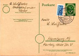 BRD Amtliche Ganzsachen-Postkarte P 12 IB ZF WSt. "Ziffer Und Posthorn" 10(Pf) Grün, TSt. 4.8.53 DEDERSDORF - Cartoline - Usati