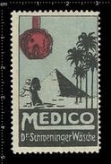 Old Original German Poster Stamp (cinderella Reklamemarke Vignette) Egypt , Pyramid, Sphinx, Palm - Egittologia