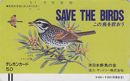 TC Ancienne JAPON / 110-14088 - Série 1 SAVE THE BIRDS 18/60 - OISEAU GRIVE - BIRD JAPAN Front Bar Phonecard - Sperlingsvögel & Singvögel