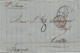 1866- Lettre De New York  -voie Française - Taxe 8 D. Tampon - Par Le Steamer "Java " - Schiffspost