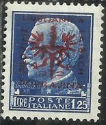 OCCUPAZIONE ITALIANA ITALY OVERPRINTED SOPRASTAMPATO D' ITALIA 1944 LUBIANA TEDESCA GERMAN OCCUPATION LIRE 1,25 MNH - Occup. Tedesca: Lubiana