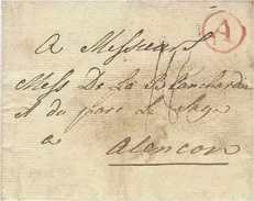 1777 - Lettre D'Anvers  Avec A Dans Un Cercle ROUGE  Pour Alençon ( France ) Taxe 18 Sous - 1714-1794 (Pays-Bas Autrichiens)