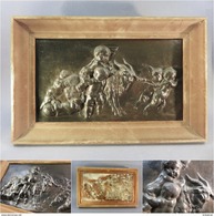 ° BAS-RELIEF MYTHOLOGIQUE EN BRONZE + Mythologie Ange Putti Angelot Sculpture - Bronzes