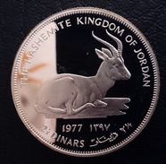 JORDAN 2 1/2 DINARS 1977 SILVER PROOF "Conservation" Free Shipping Via Registered Air Mail - Jordanie