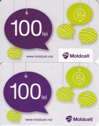Moldova , Moldavie  Moldau , Prepaid  Phonecard - Moldcell , 100 Lei , 2 Tipes- Differents , Paper , Used - Moldawien (Moldau)