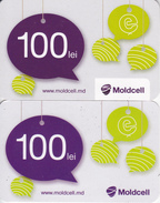 Moldova , Moldavie  Moldau , Prepaid  Phonecard - Moldcell , 100 Lei , 2 Tipes- Differents , Paper , Used - Moldova