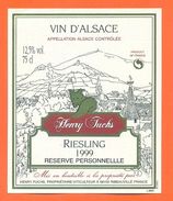 Etiquette Vin D'alsace Riesling 1999 Henry Fuchs à Ribeauvillé -75 Cl - Renard - Riesling