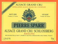 Etiquette Vin D'alsace Riesling Grand Cru Schlossberg Pierre Sparr Et Fils à Sigolsheim -75 Cl - Riesling