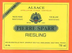 Etiquette Vin D'alsace Riesling Carte D'or Pierre Sparr Et Fils à Sigolsheim -75 Cl - Riesling